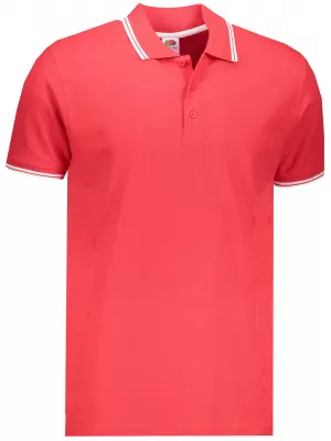 Pánské triko s límečkem FRUIT OF THE LOOM PREMIUM TIPPED POLO RED/WHITE
