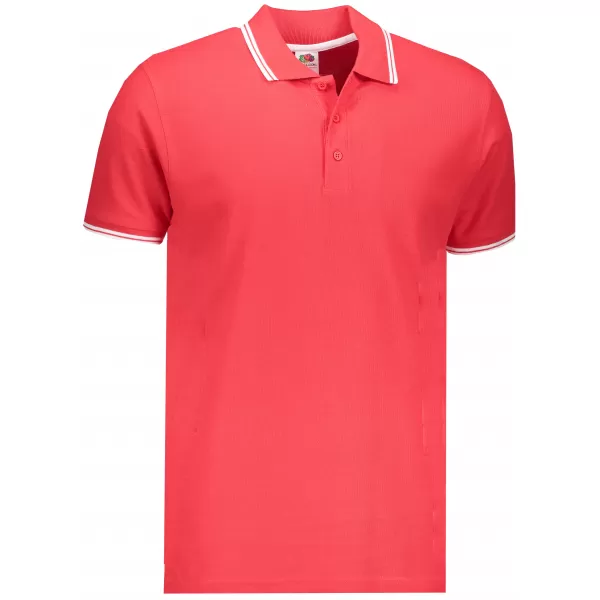  Pánské triko s límečkem FRUIT OF THE LOOM PREMIUM TIPPED POLO RED/WHITE 