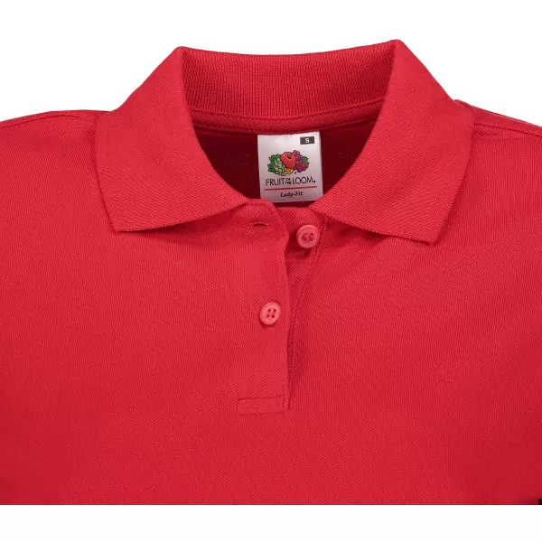  Dámské triko s límečkem FRUIT OF THE LOOM FIT POLO RED 