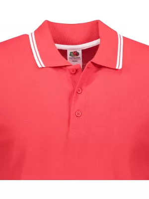 Pánské triko s límečkem FRUIT OF THE LOOM PREMIUM TIPPED POLO RED/WHITE