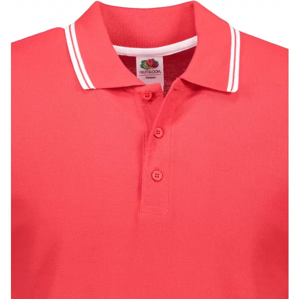  Pánské triko s límečkem FRUIT OF THE LOOM PREMIUM TIPPED POLO RED/WHITE 