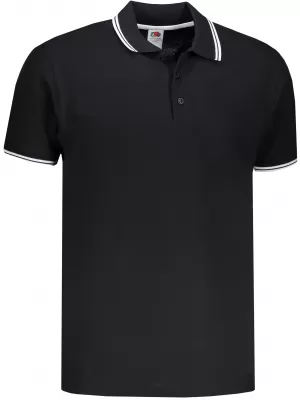 Pánské triko s límečkem FRUIT OF THE LOOM PREMIUM TIPPED POLO BLACK/WHITE