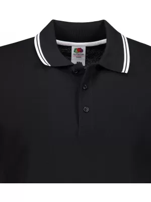 Pánské triko s límečkem FRUIT OF THE LOOM PREMIUM TIPPED POLO BLACK/WHITE