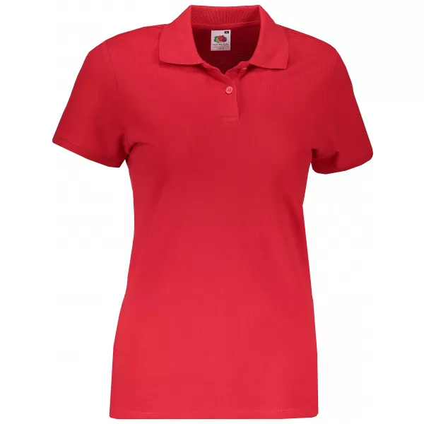  Dámské triko s límečkem FRUIT OF THE LOOM FIT POLO RED 