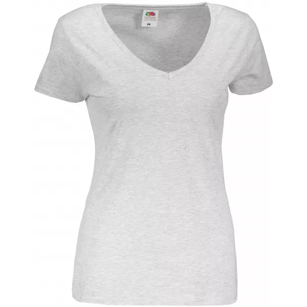  Dámské tričko FRUIT OF THE LOOM LADY FIT V-NECK HEATHER GREY 