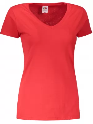 Dámské triko FRUIT OF THE LOOM VALUEWEIGHT V-NECK T RED