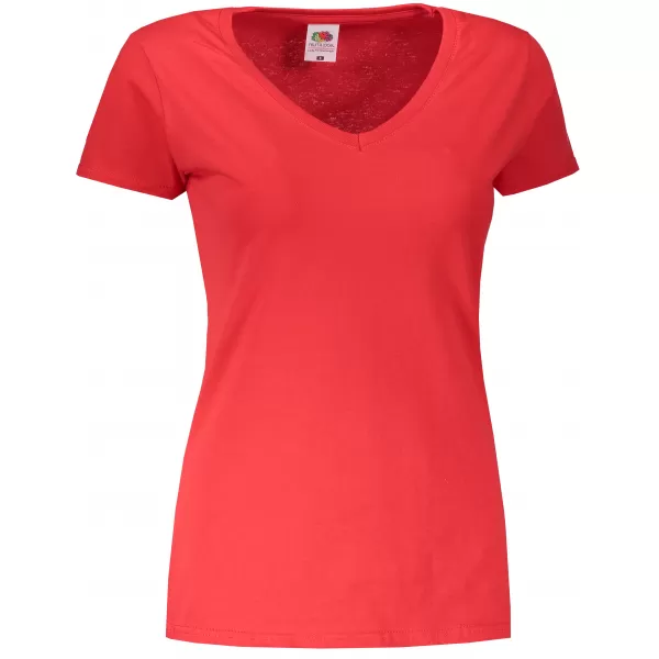  Dámské triko FRUIT OF THE LOOM VALUEWEIGHT V-NECK T RED 