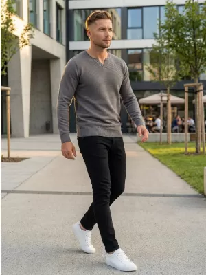 Pánský svetr ALTISPORT JOANES MPLP075 SVĚTLE ŠEDÁ