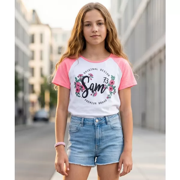  Dívčí triko s krátkým rukávem SAM 73 GT 540 RŮŽOVÁ NEON 