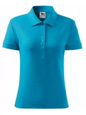 Dámské triko s límečkem MALFINI COTTON 213 TYRKYSOVÁ
