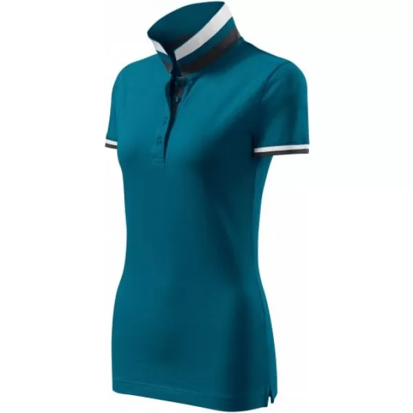  Dámské triko s límečkem MALFINI PREMIUM COLLAR UP 257 PETROLEJOVÁ 