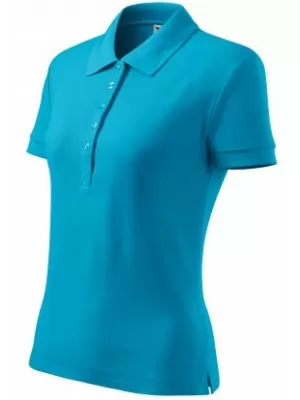 Dámské triko s límečkem MALFINI COTTON 213 TYRKYSOVÁ