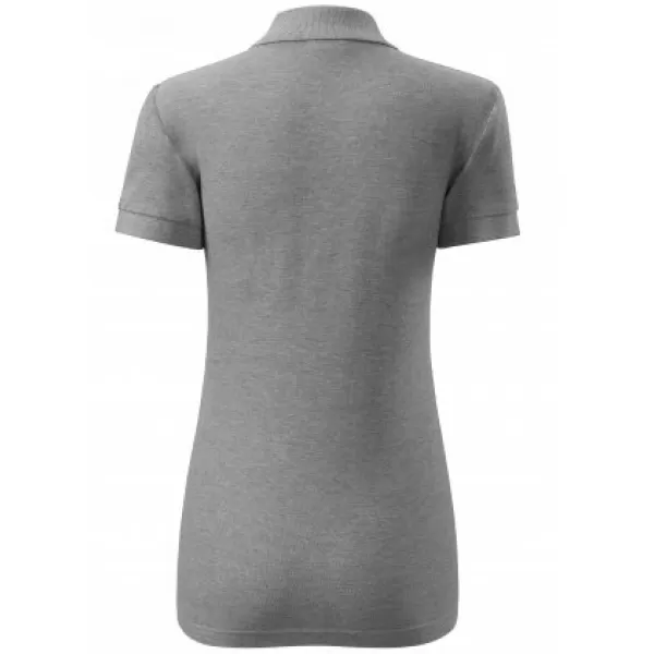  Dámské triko s límečkem MALFINI COTTON 213 TMAVĚ ŠEDÝ MELÍR 