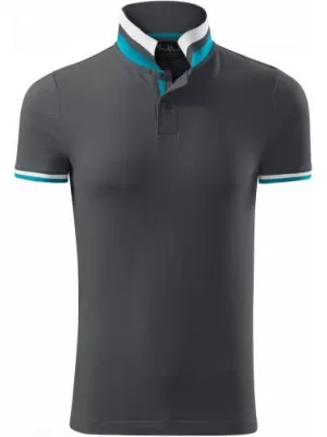 Pánské triko s límečkem MALFINI PREMIUM COLLAR UP 256 LIGHT ANTHRACITE