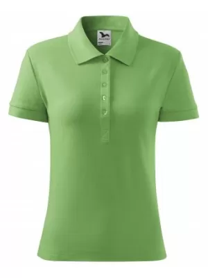 Dámské triko s límečkem MALFINI COTTON 213 TRÁVOVĚ ZELENÁ