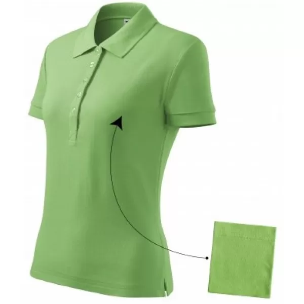 Dámské triko s límečkem MALFINI COTTON 213 TRÁVOVĚ ZELENÁ 