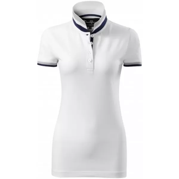  Dámské triko s límečkem MALFINI PREMIUM COLLAR UP 257 BÍLÁ 
