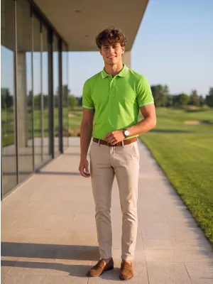 Pánské triko s límečkem MALFINI URBAN 219 APPLE GREEN