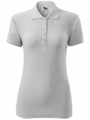 Dámské triko s límečkem MALFINI COTTON 213 SVĚTLE ŠEDÝ MELÍR