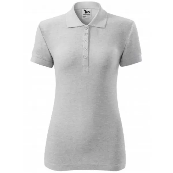 Dámské triko s límečkem MALFINI COTTON 213 SVĚTLE ŠEDÝ MELÍR 