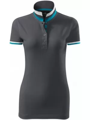 Dámské triko s límečkem MALFINI PREMIUM COLLAR UP 257 LIGHT ANTHRACITE
