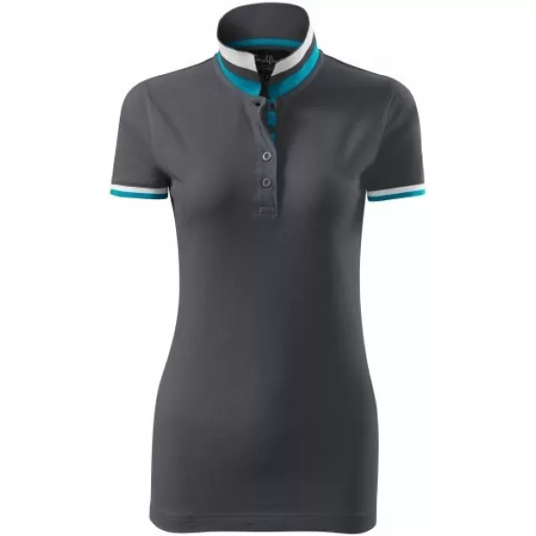  Dámské triko s límečkem MALFINI PREMIUM COLLAR UP 257 LIGHT ANTHRACITE 