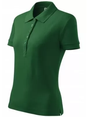 Dámské triko s límečkem MALFINI COTTON 213 LAHVOVĚ ZELENÁ