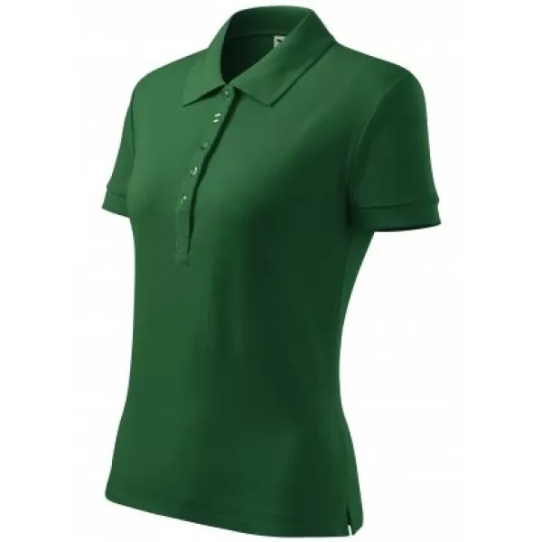  Dámské triko s límečkem MALFINI COTTON 213 LAHVOVĚ ZELENÁ 