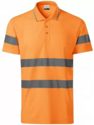 Pánské reflexní triko s límečkem RIMECK 2V9 HV RUNWAY FLUORESCENČNÍ ORANŽOVÁ