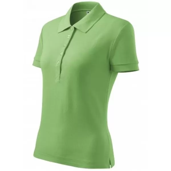  Dámské triko s límečkem MALFINI COTTON 213 TRÁVOVĚ ZELENÁ 