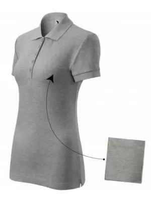 Dámské triko s límečkem MALFINI COTTON 213 TMAVĚ ŠEDÝ MELÍR