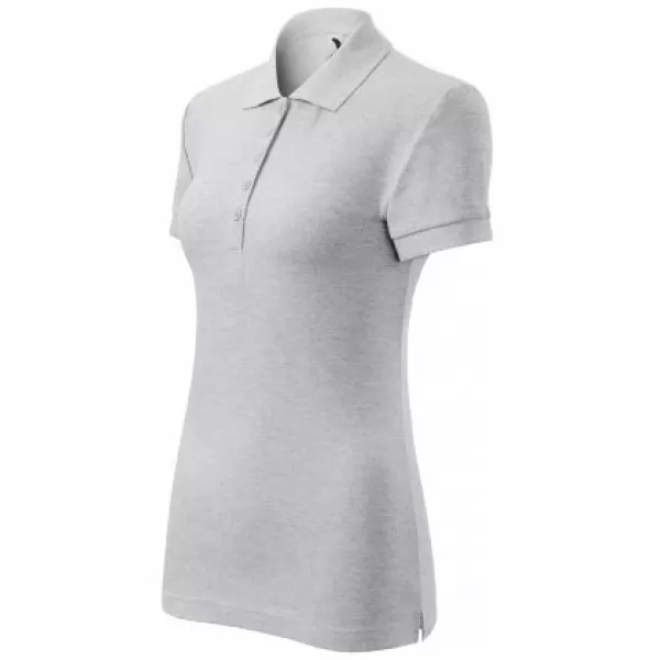  Dámské triko s límečkem MALFINI COTTON 213 SVĚTLE ŠEDÝ MELÍR 