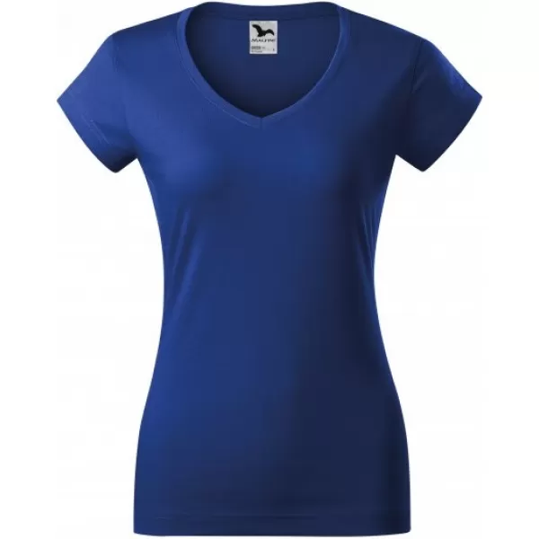  Dámské triko MALFINI FIT V-NECK 162 KRÁLOVSKÁ MODRÁ 