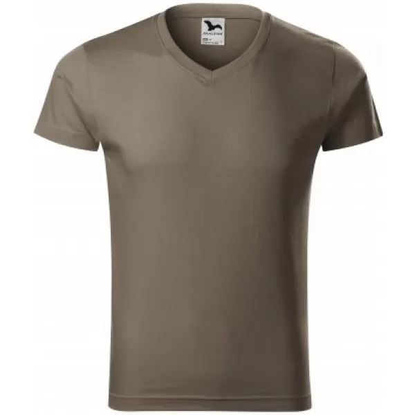  Pánské triko MALFINI SLIM FIT V-NECK 146 ARMY 