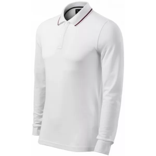  Pánské triko s dlouhým rukávem a límečkem MALFINI PREMIUM CONTRAST STRIPE LS 258 BÍLÁ 