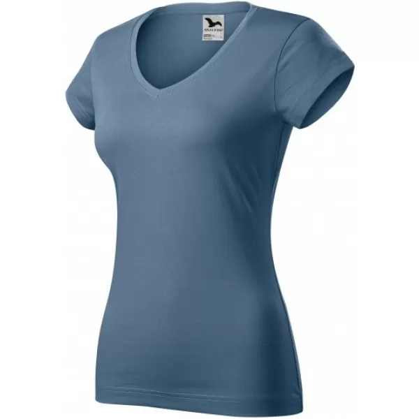  Dámské triko MALFINI FIT V-NECK 162 DENIM 