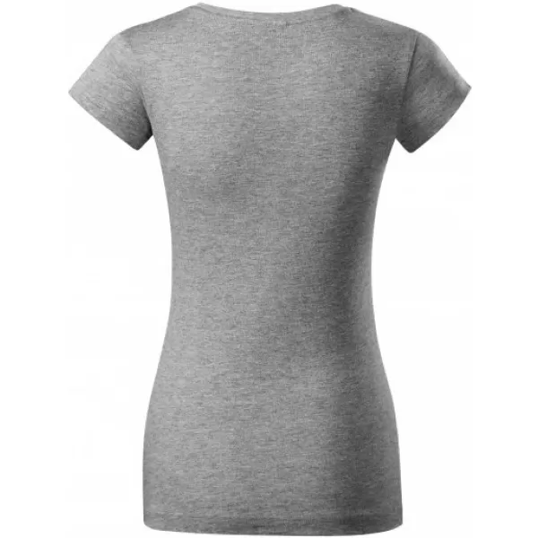  Dámské triko MALFINI FIT V-NECK 162 TMAVĚ ŠEDÝ MELÍR 
