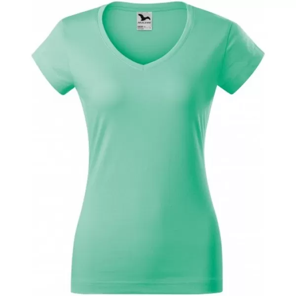  Dámské triko MALFINI FIT V-NECK 162 MÁTOVÁ 