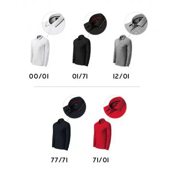  Pánské triko s dlouhým rukávem a límečkem MALFINI PREMIUM CONTRAST STRIPE LS 258 BÍLÁ 