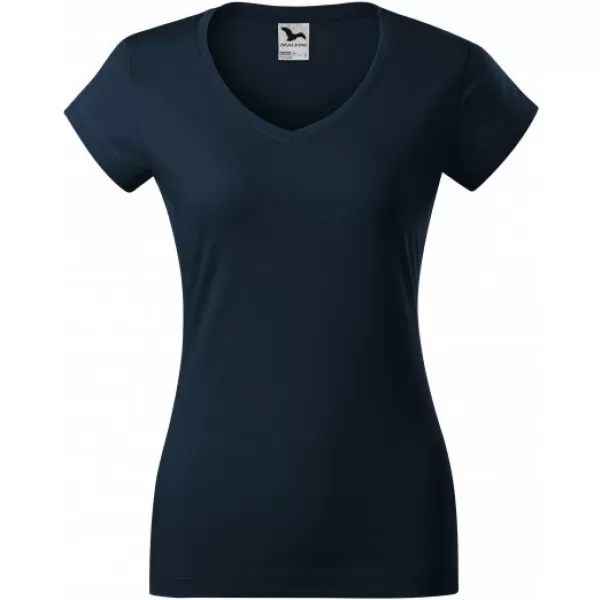  Dámské triko MALFINI FIT V-NECK 162 NÁMOŘNÍ MODRÁ 