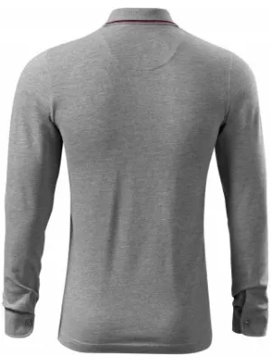 Pánské triko s dlouhým rukávem a límečkem MALFINI PREMIUM CONTRAST STRIPE LS 258 TMAVĚ ŠEDÝ MELÍR