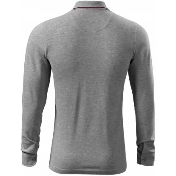  Pánské triko s dlouhým rukávem a límečkem MALFINI PREMIUM CONTRAST STRIPE LS 258 TMAVĚ ŠEDÝ MELÍR 
