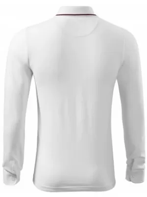 Pánské triko s dlouhým rukávem a límečkem MALFINI PREMIUM CONTRAST STRIPE LS 258 BÍLÁ