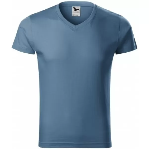  Pánské triko MALFINI SLIM FIT V-NECK 146 DENIM 