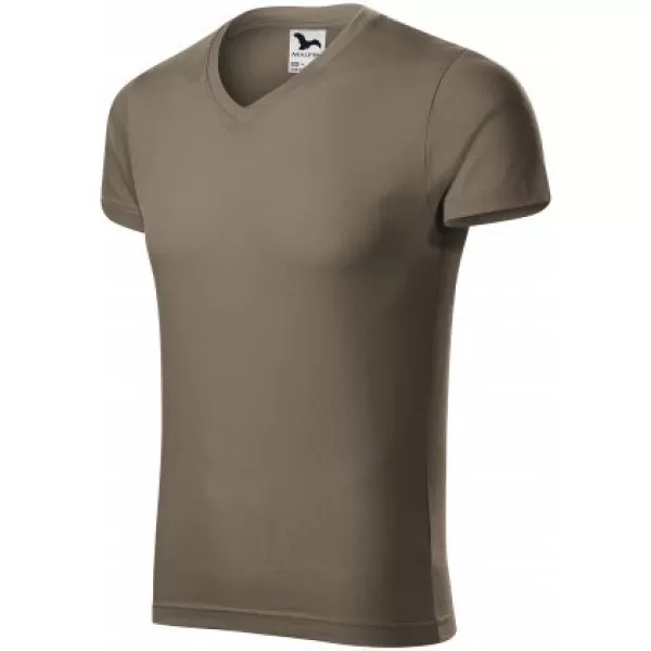  Pánské triko MALFINI SLIM FIT V-NECK 146 ARMY 