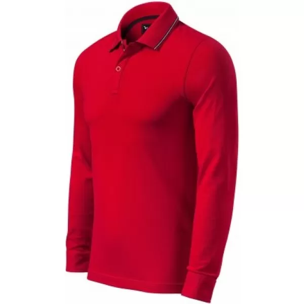  Pánské triko s dlouhým rukávem a límečkem MALFINI PREMIUM CONTRAST STRIPE LS 258 FORMULA RED 