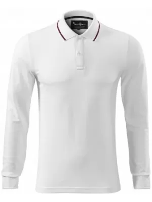 Pánské triko s dlouhým rukávem a límečkem MALFINI PREMIUM CONTRAST STRIPE LS 258 BÍLÁ