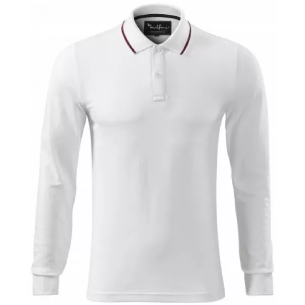  Pánské triko s dlouhým rukávem a límečkem MALFINI PREMIUM CONTRAST STRIPE LS 258 BÍLÁ 