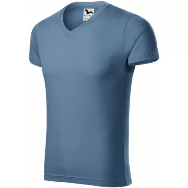  Pánské triko MALFINI SLIM FIT V-NECK 146 DENIM 