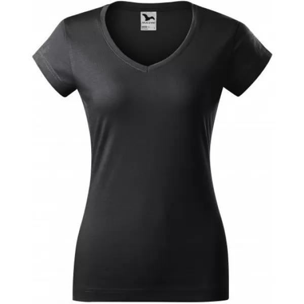  Dámské triko MALFINI FIT V-NECK 162 EBONY GRAY 